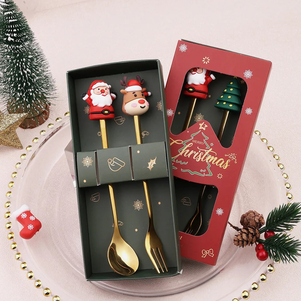 2pc Christmas Spoon & Fork Set