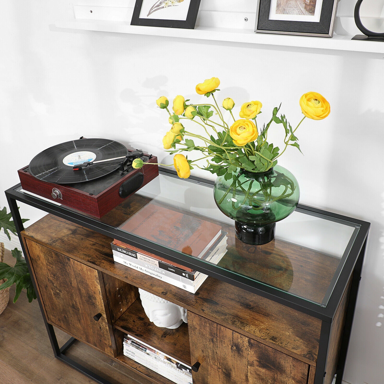 Rustic Glass Surface Cabinet