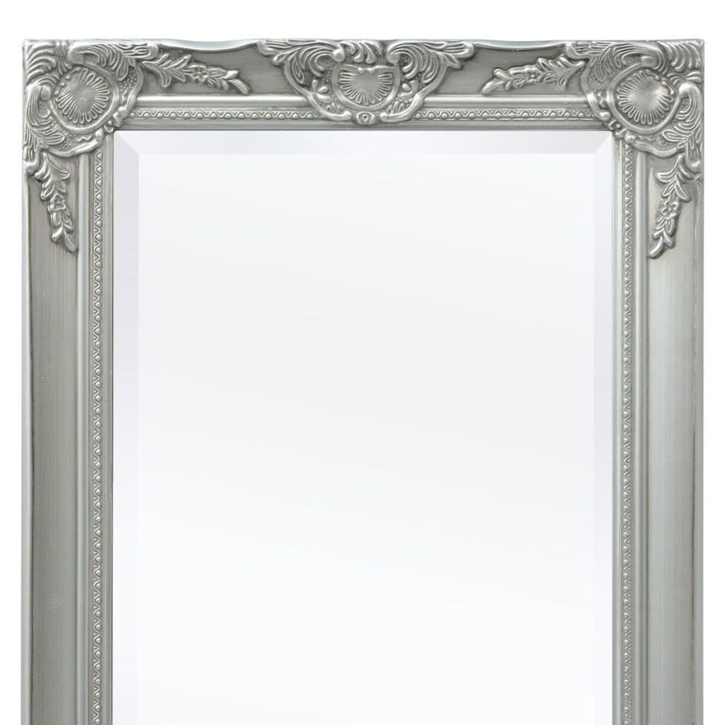 Silver Baroque Styled Wall Mirror - 100 x 50 cm