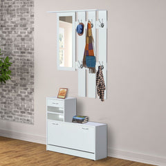 Shoe Storage Cabinet with Wall Hangers and Mirror