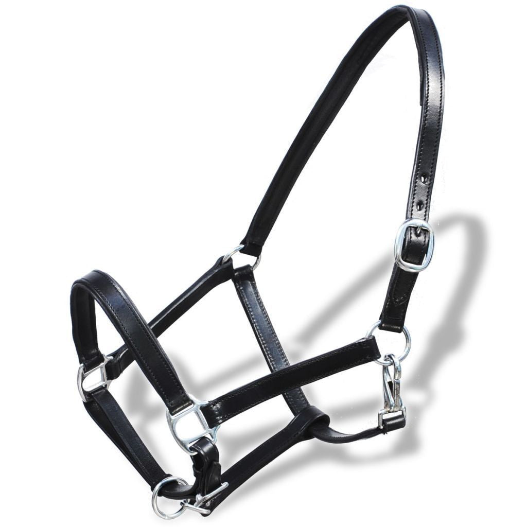 Black Pony Adjustable Real Leather Headcollar