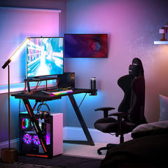 Black Gaming Desk with Monitor Stand