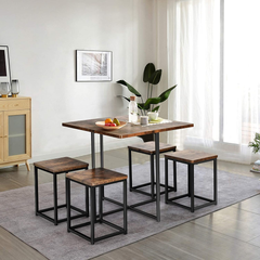 Ranzio Square Dining Table & 4 Stool Set