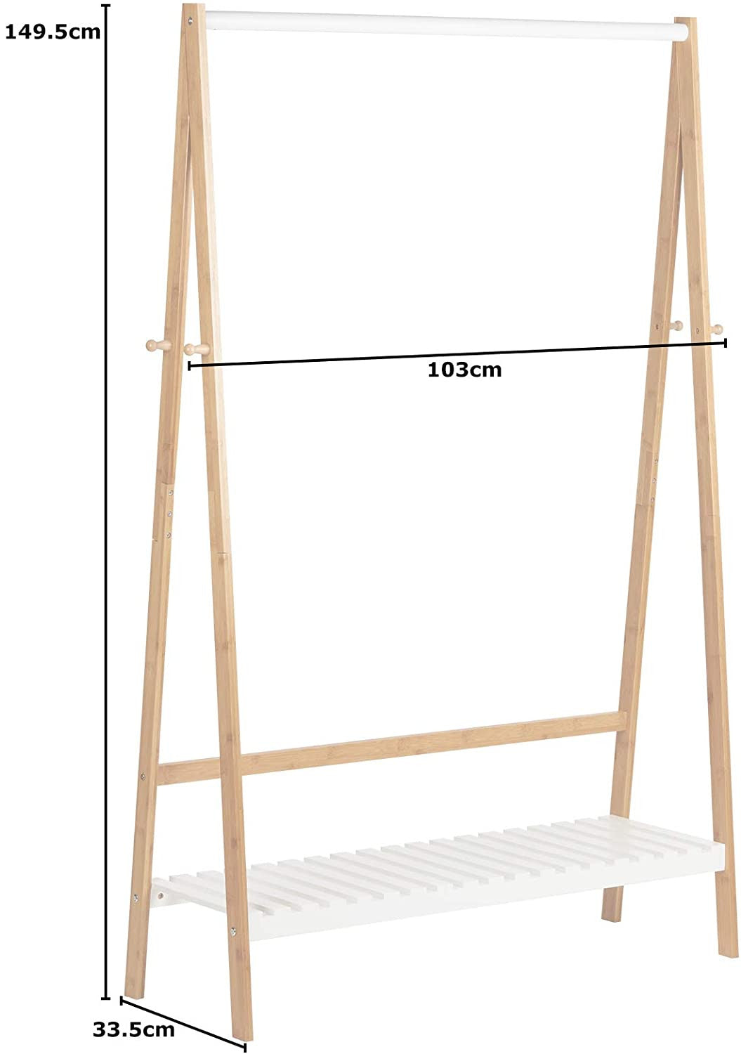 Scandi White and Bamboo Clothes Rail