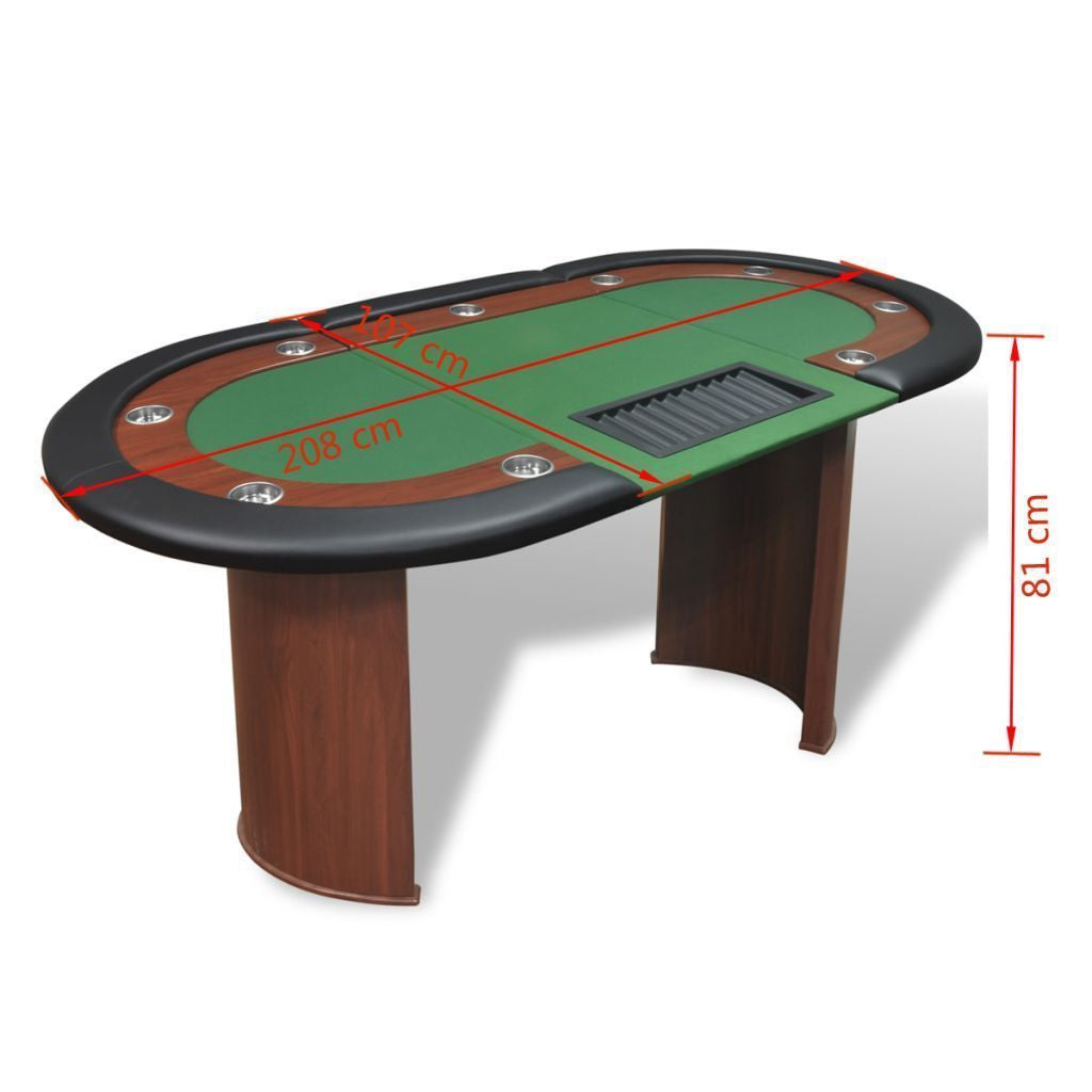 10-Player Poker Table with Dealer Area & Chip Tray