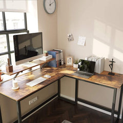 Rustic Office Desk with Computer Stand