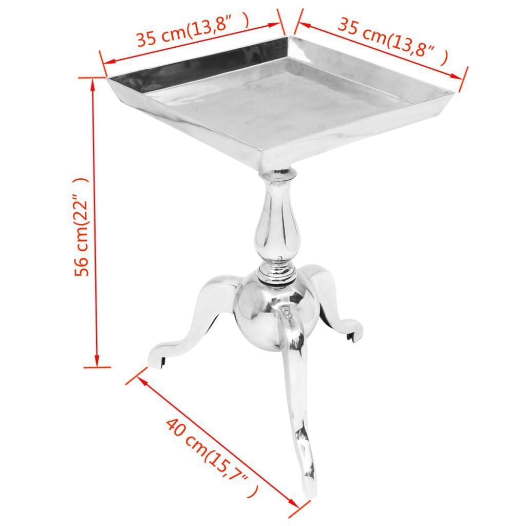 Silver Aluminium Square Side Table