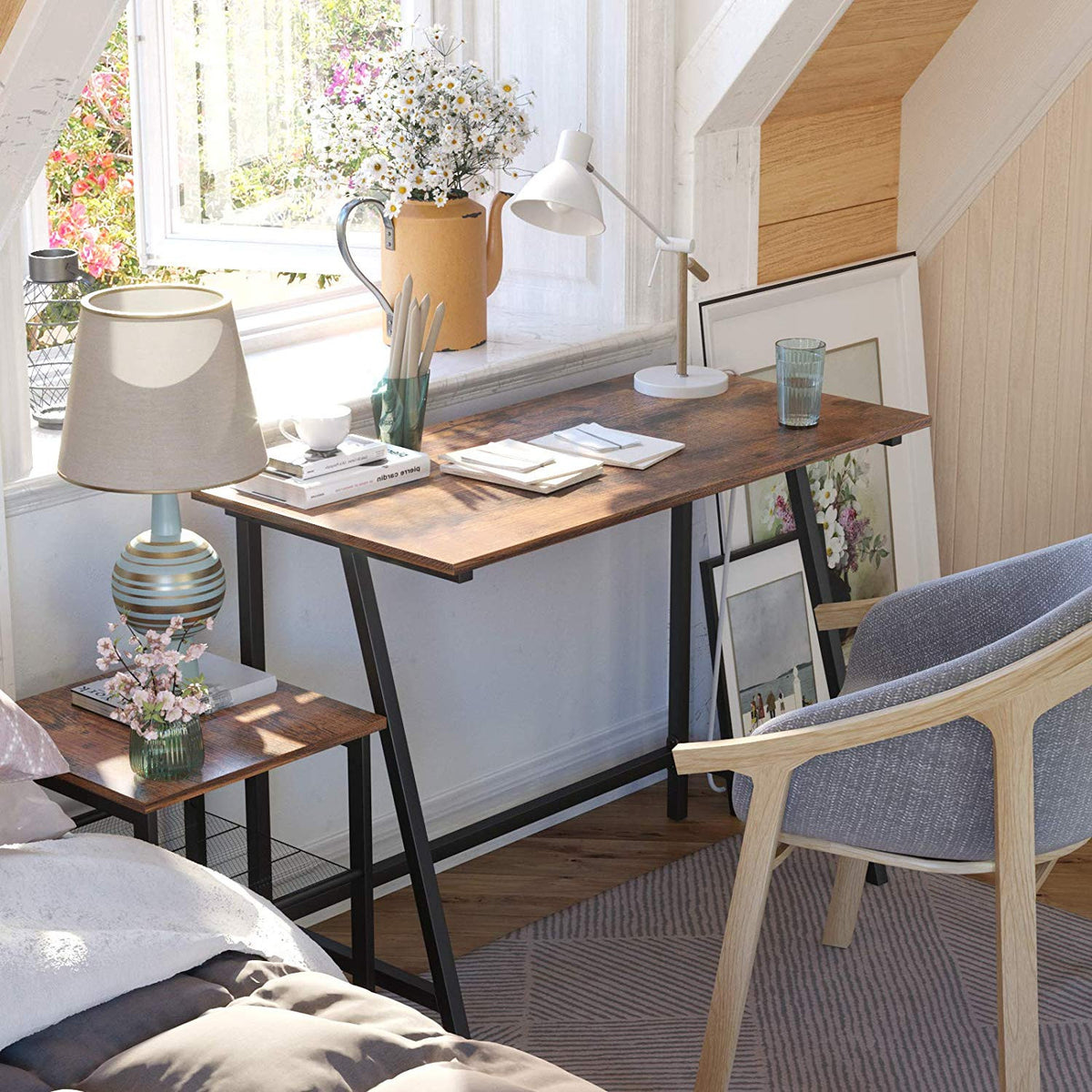 Rustic Brown Industrial Writing Table