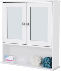 White Double Door Mirror Cabinet