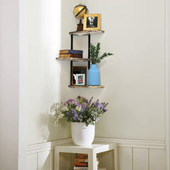 Paulonia Wood Floating Corner Shelves