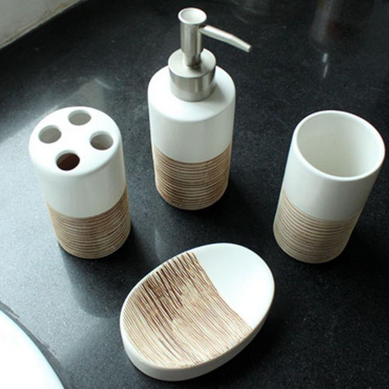 Two Tone Set of 4 Bathroom Accessories