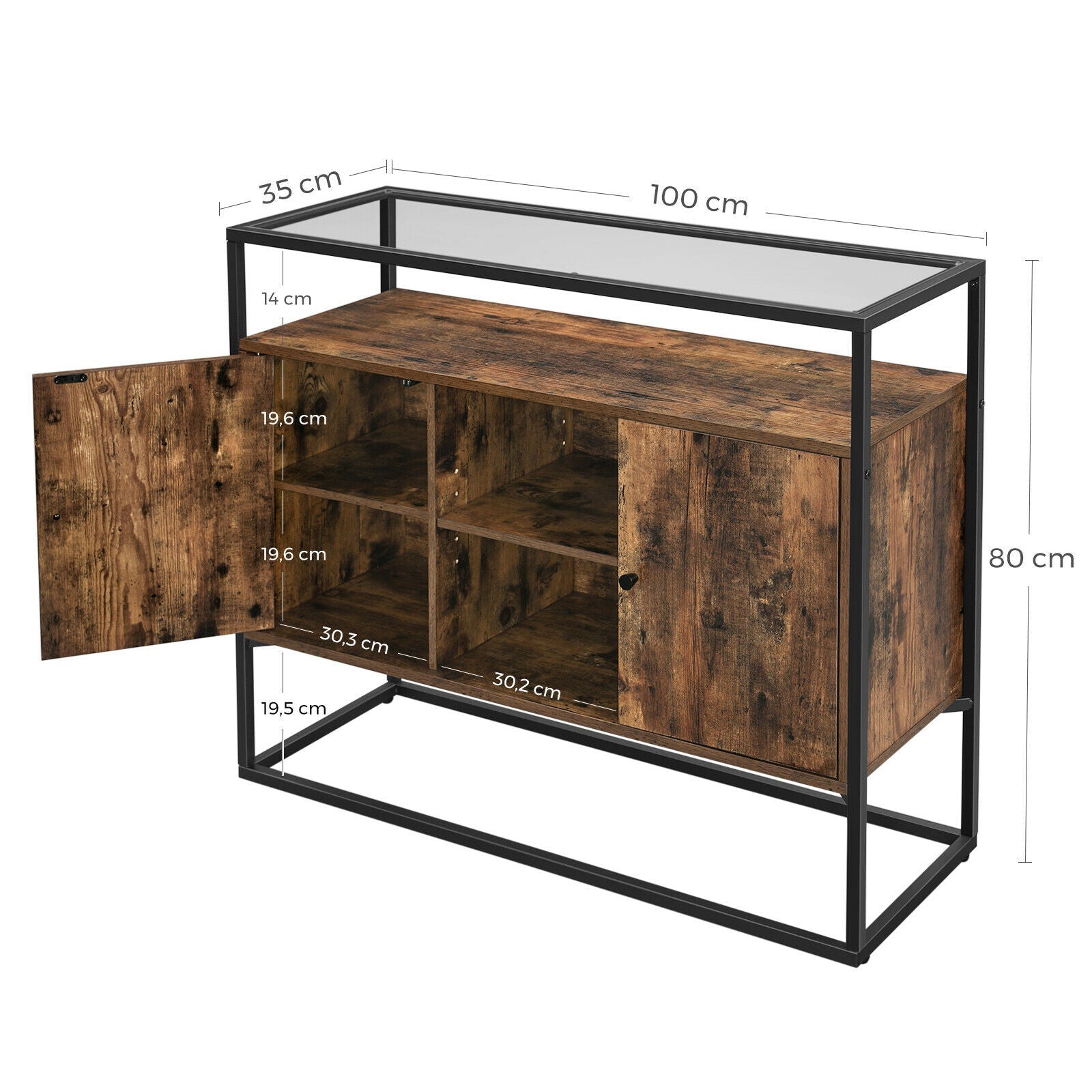 Rustic Glass Surface Cabinet