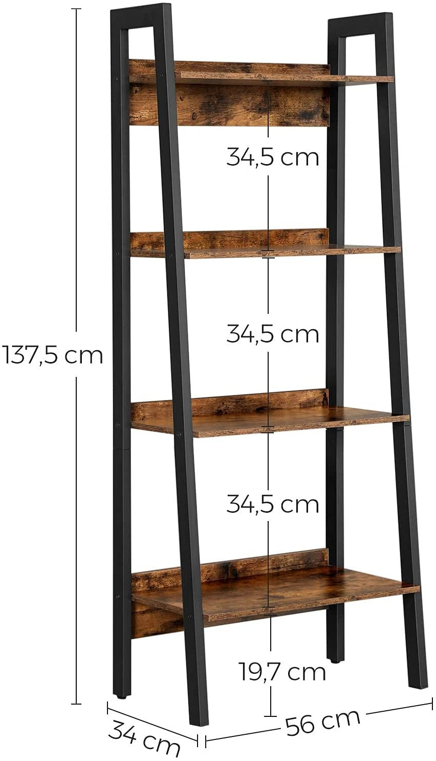 Rustic 4 Tier Ladder Shelves