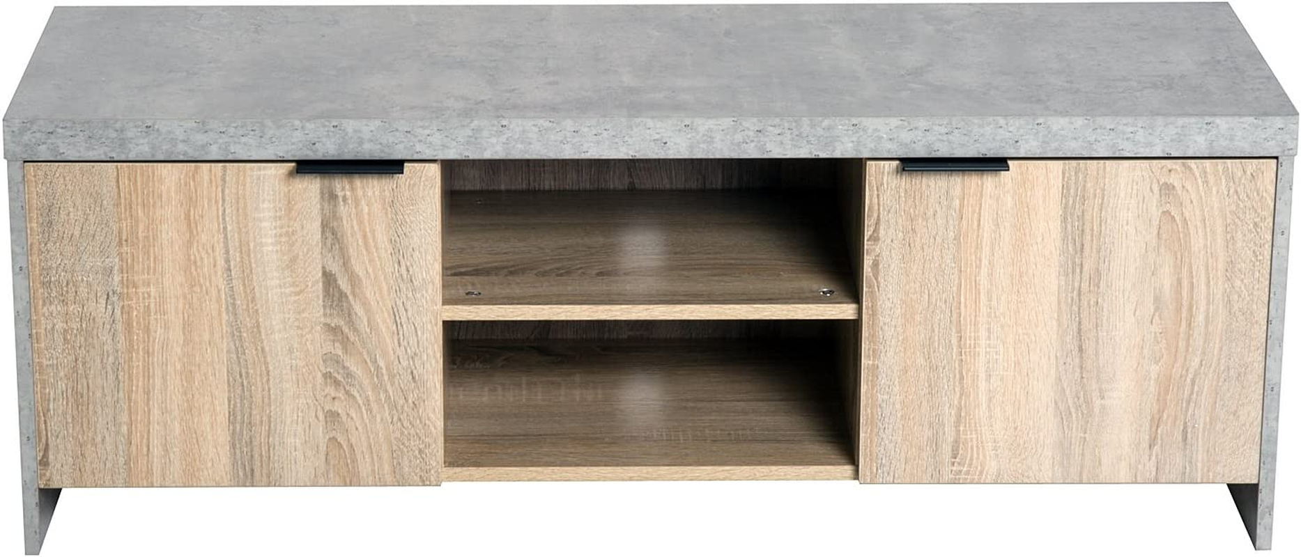 Double Drawer Grey Stone Wooden TV Cabinet