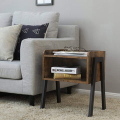 Rustic Brown Industrial Side Table