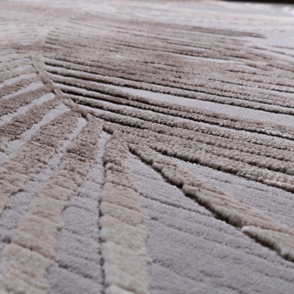 Grey 3D Palm Leaf Rug