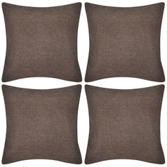 4 Brown Linen-look Cushion Covers 80 x 80 cm