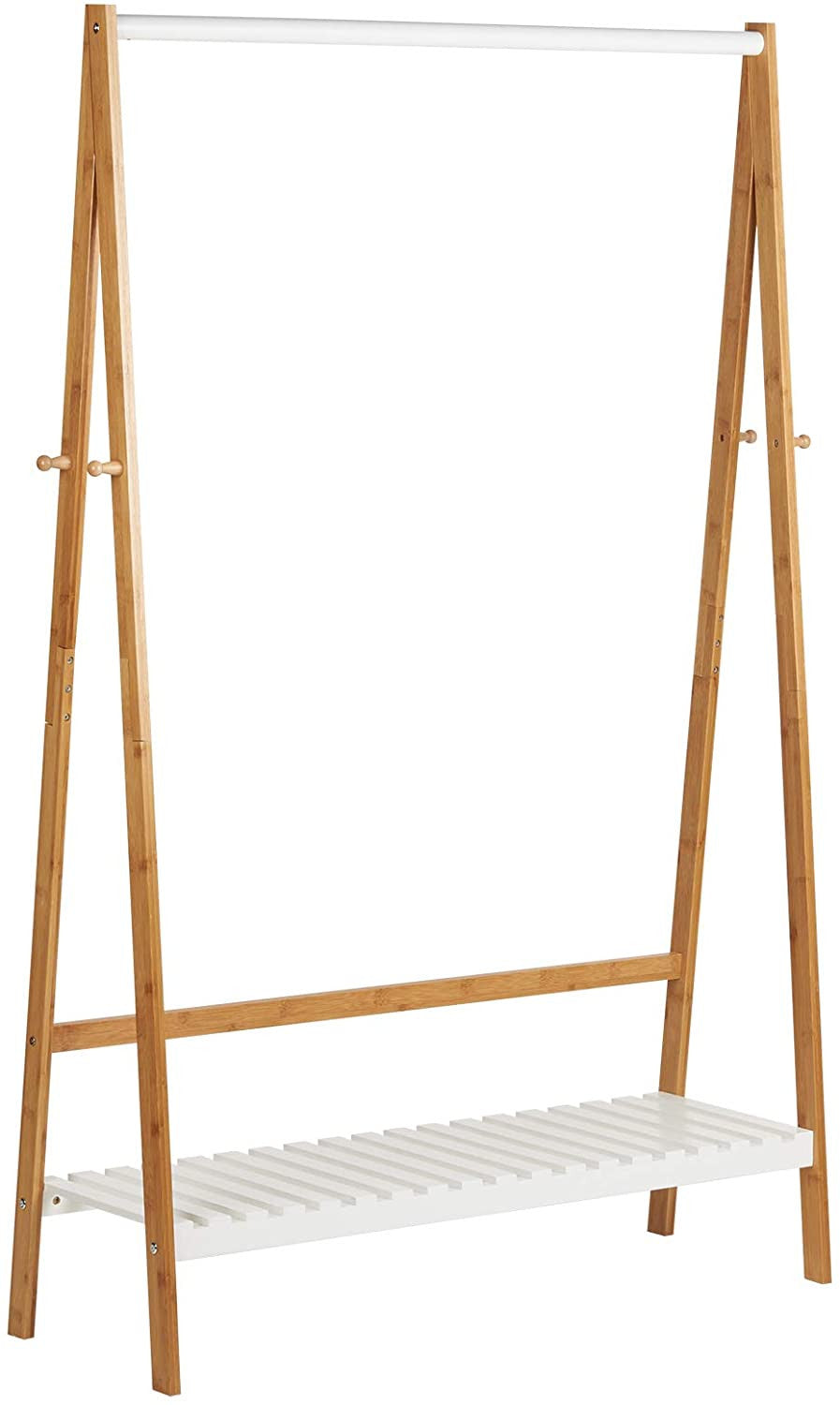 Scandi White and Bamboo Clothes Rail