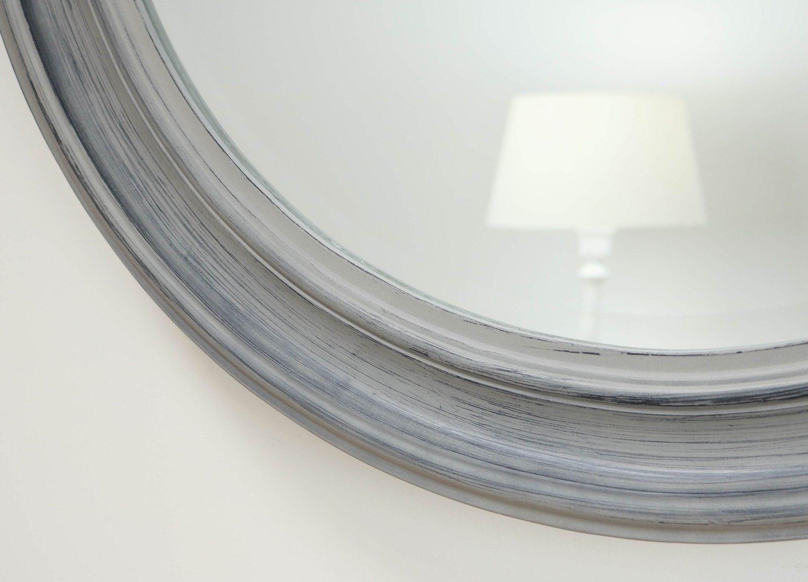 Grey Shabby Chic Round Wall Mirror