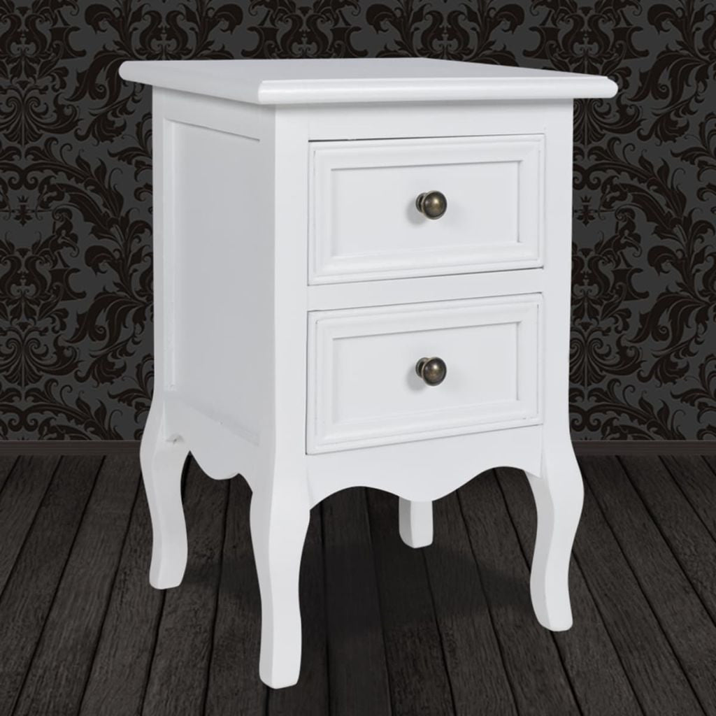 White Two-Drawer Nightstand