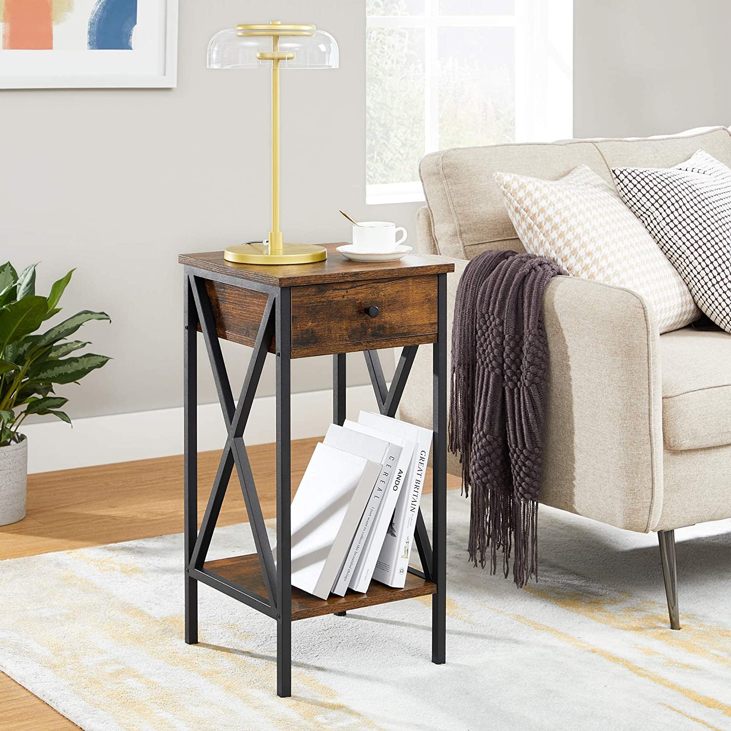 Rustic Double X Side Table