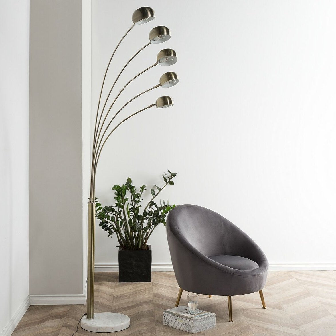 Modern Chrome Gold Spider Arms Adjustable Floor Lamp