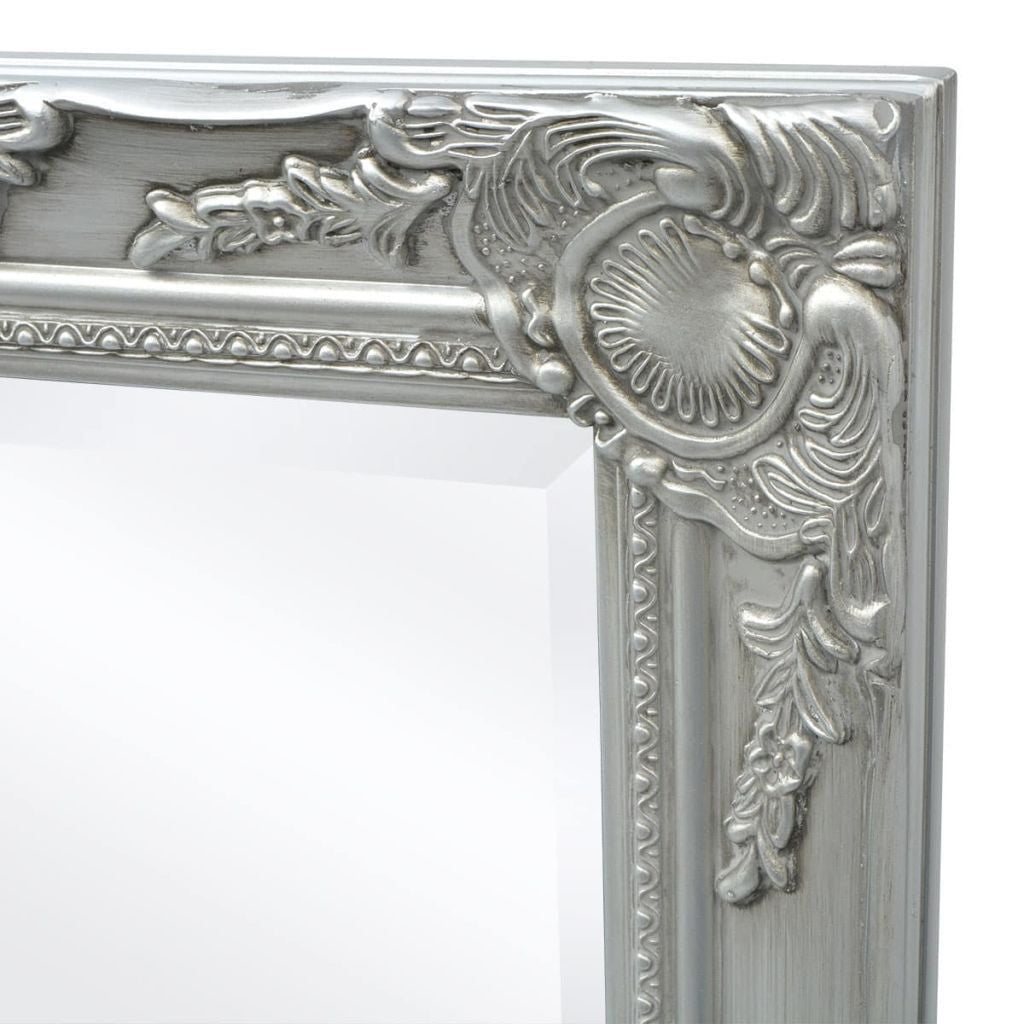 Silver Baroque Styled Wall Mirror - 100 x 50 cm