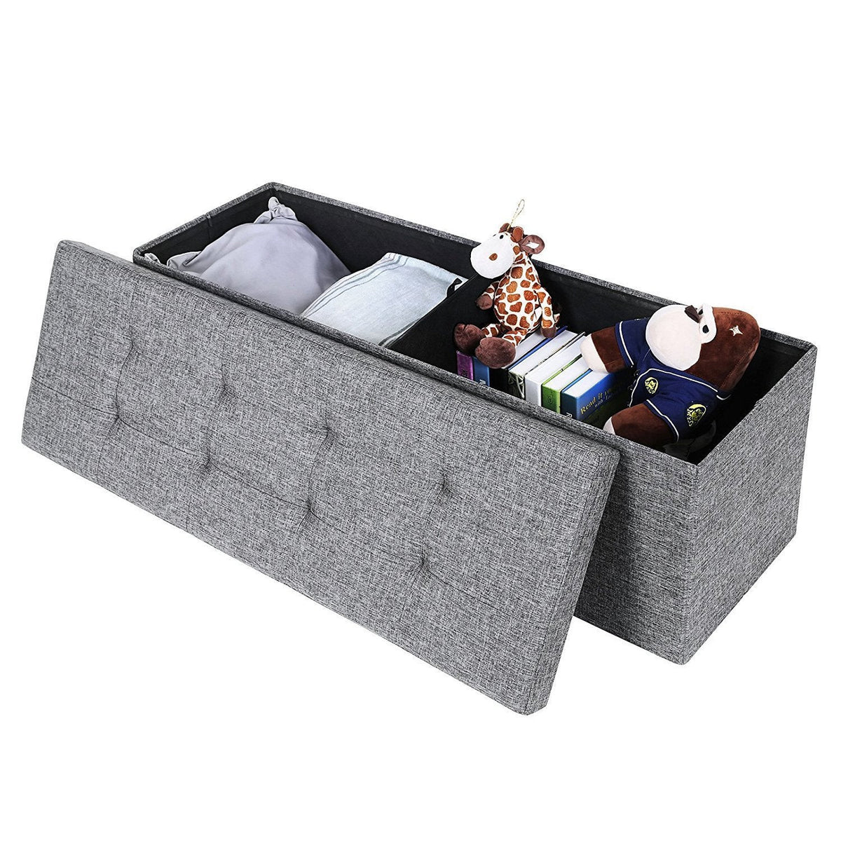 Long Fabric Storage Bench