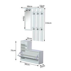 Shoe Storage Cabinet with Wall Hangers and Mirror