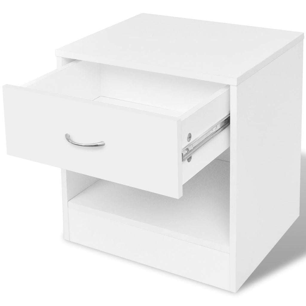 Set of 2  White Bedside Cabinets