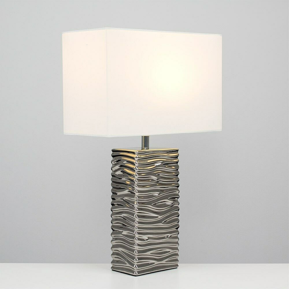 Silver Ceramic Textured Lamp