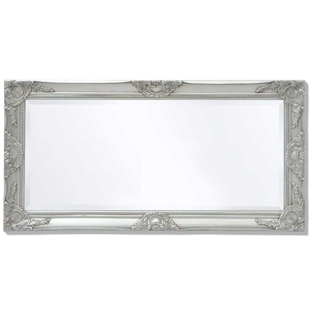 Silver Baroque Styled Wall Mirror - 100 x 50 cm