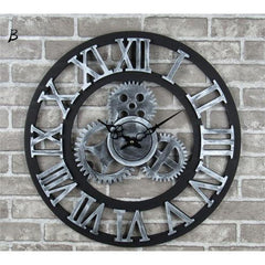 Large Roman Numerals Gear Wall Clock