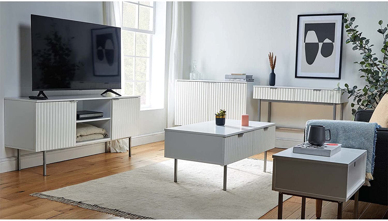 White Ribbed Coffee Table