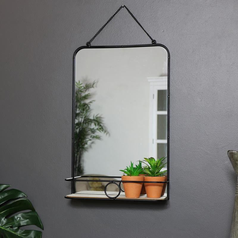 Black Metal Industrial Styled Wall Mirror