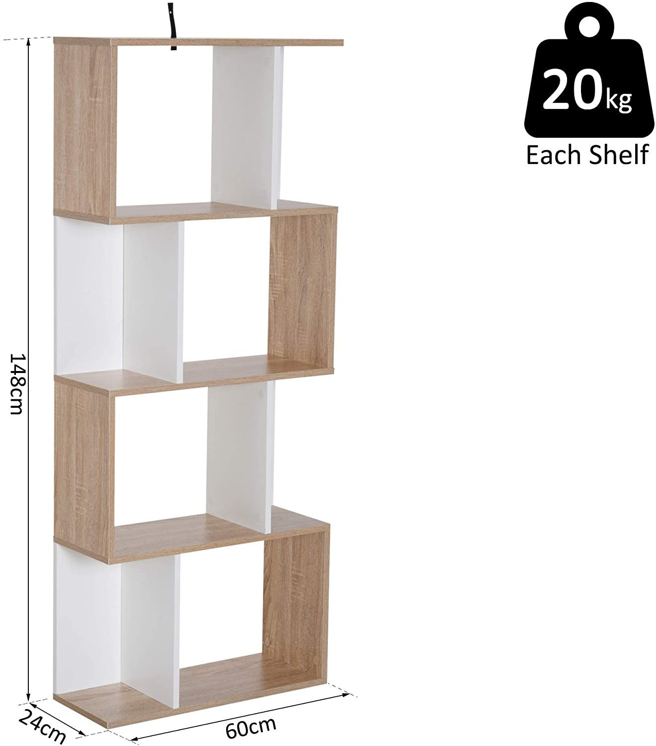 Scandi Shelving Bookcase Unit Divider S Shape