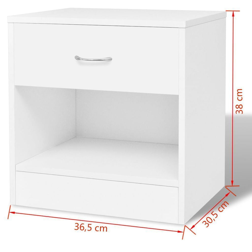 Set of 2  White Bedside Cabinets