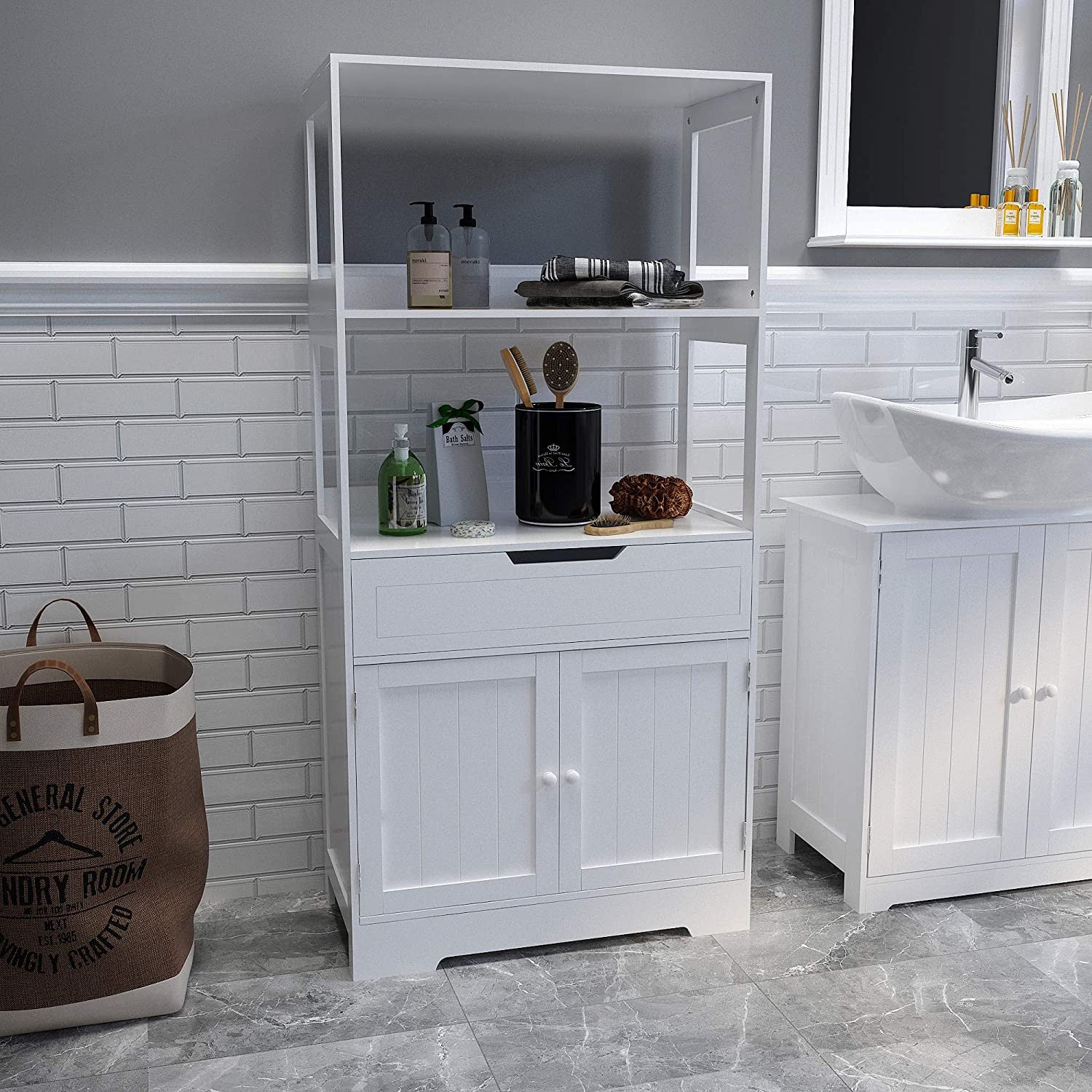 White Bathroom Storage Cabinet