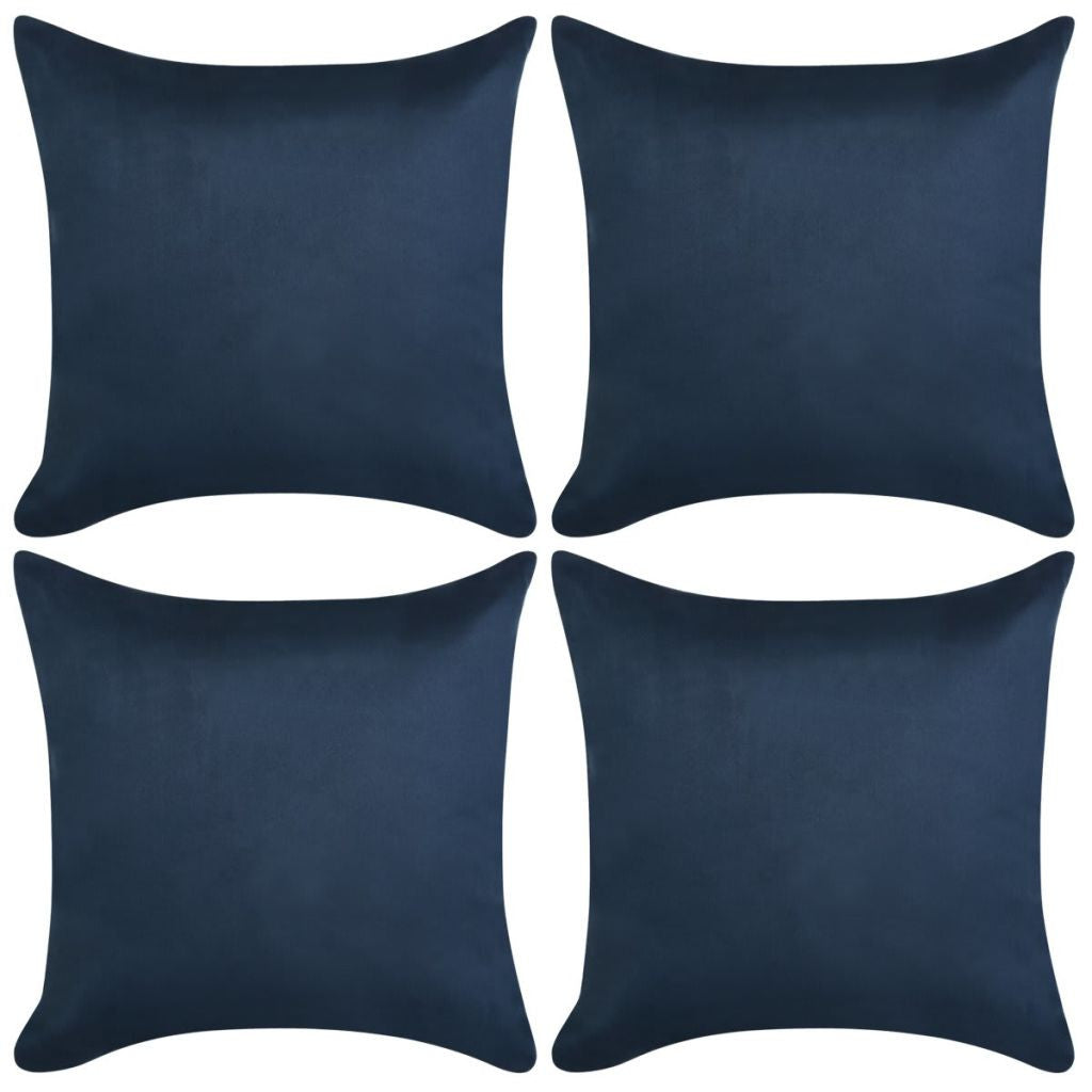 Navy Faux Suede Cushion Covers - 4 pcs - 40x40 cm