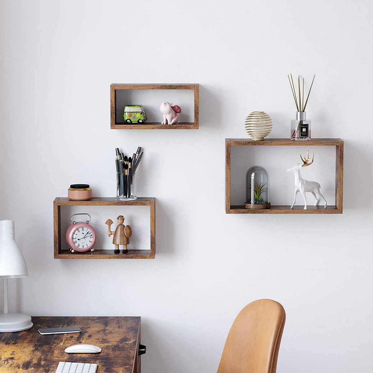 Set of 3 Rustic Floating Shelves