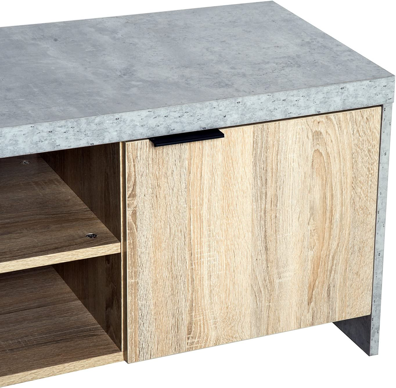 Double Drawer Grey Stone Wooden TV Cabinet