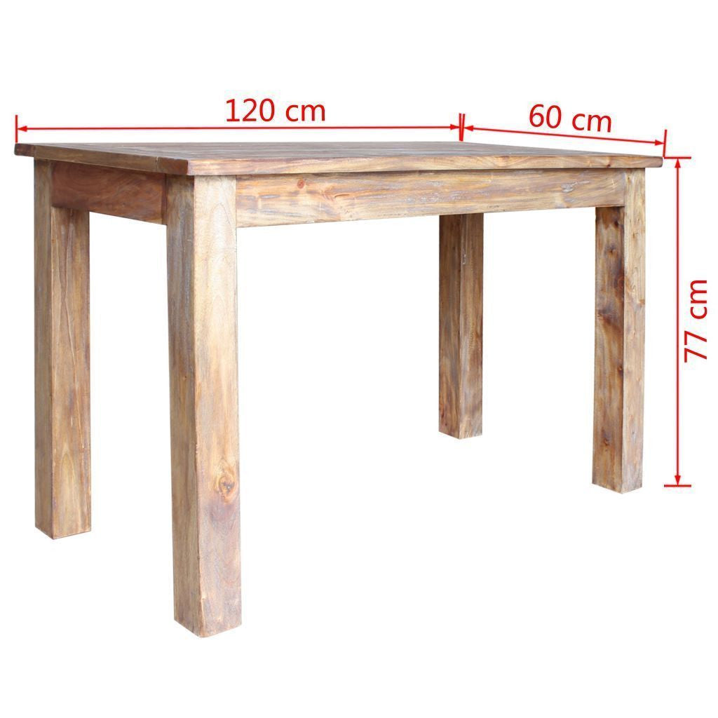 Solid Reclaimed Wood Dining Table - 120 x 60 x 77 cm