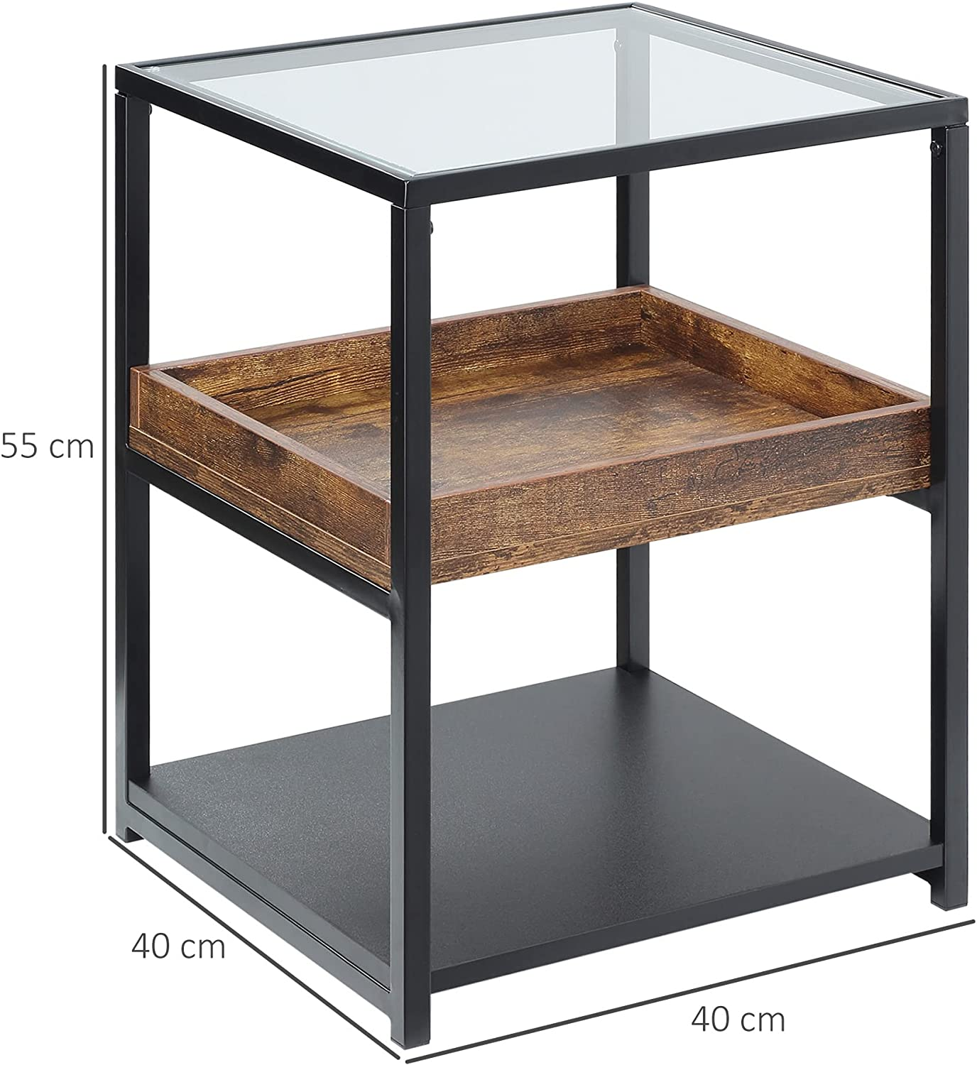 Rustic Glass Side Table