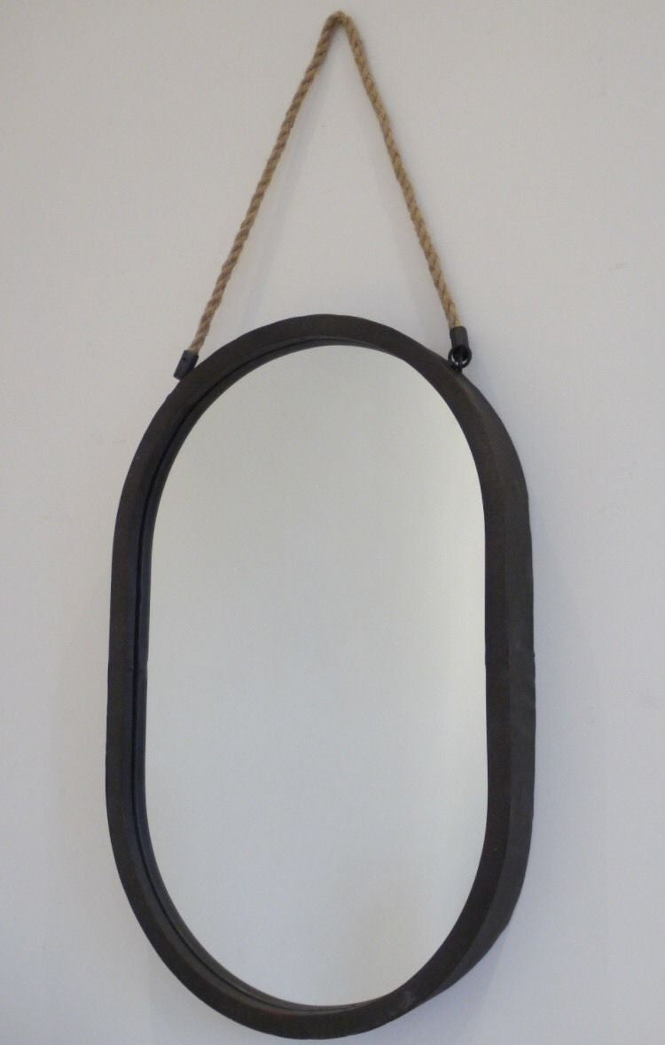 Rope Hanging Oval Wall Mirror