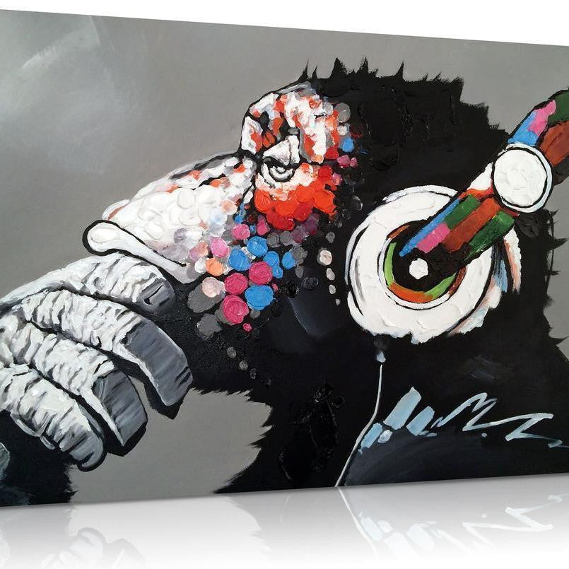 Chilling Ape With DJ Heaphones Canvas