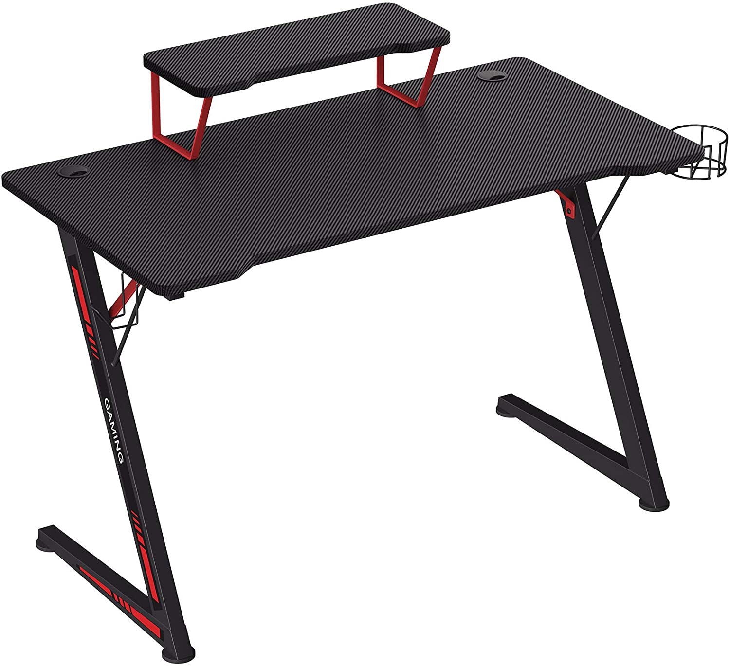 Black Gaming Desk with Monitor Stand