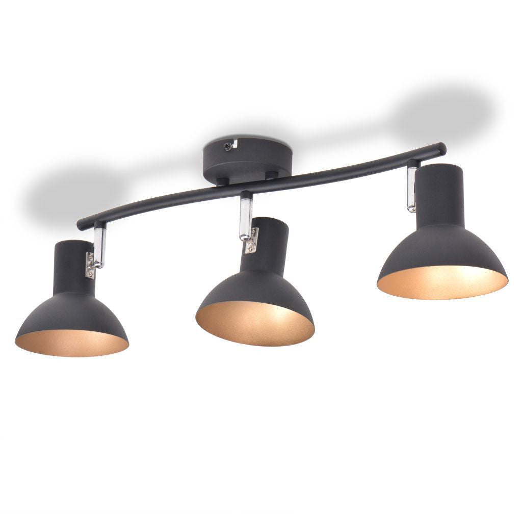 Black and Gold Ceiling Lamp - 3 Bulbs