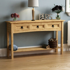 Tripe Solid Pine Wood Console Table