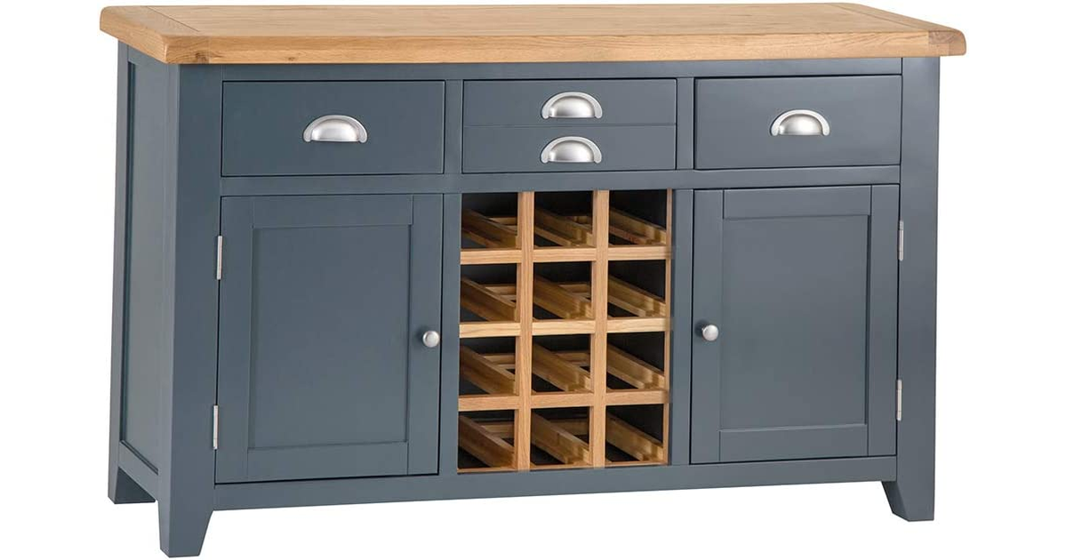 Chester Blue Oak Sideboard & Wine Rack