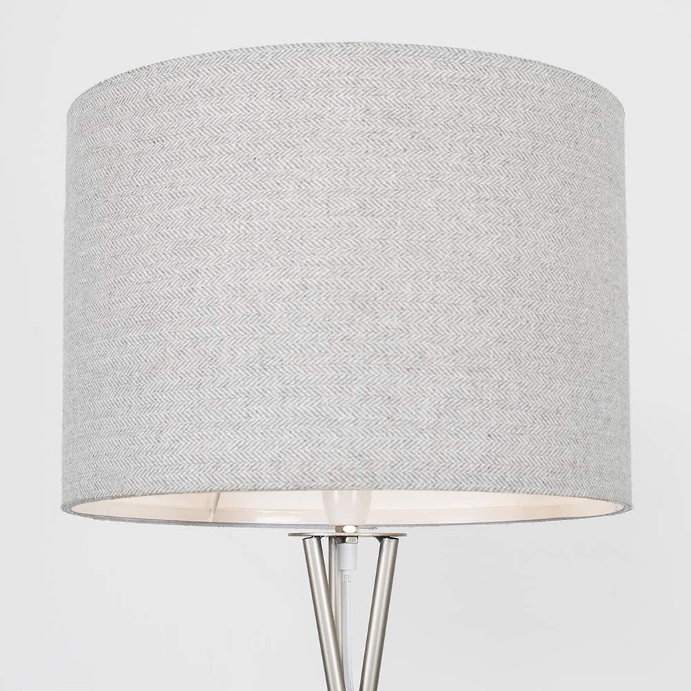 Grey Herringbone & Chrome Lamp